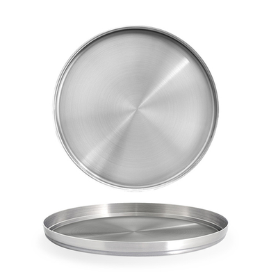 FOH DDP071BSS23 9" W Round Stainless Steel Soho Plate