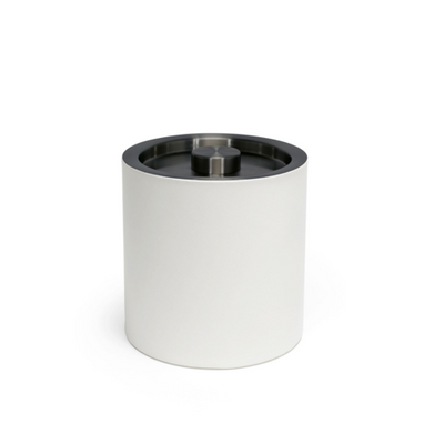 FOH RIB025WHL21 3.5 Qt. White Stainless Steel Round Ice Bucket with Lid