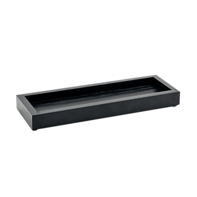 FOH RTR024BKW22 10" x 3.5" x 1" Black Rubberwood Rectangle Tribeca Tray
