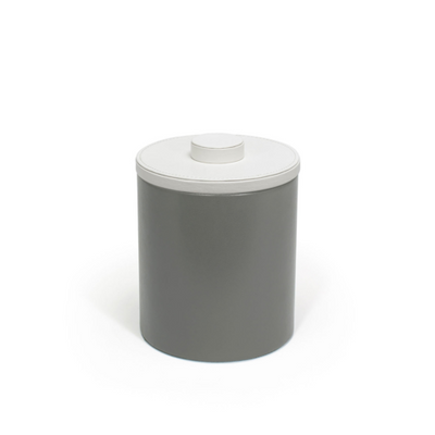 FOH RIB059GYL21 2 Qt. Gray Faux Leather Round Ice Bucket with Lid