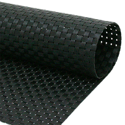 FOH XPM036BKV83 13" W Black Vinyl Square Metroweave Placemat