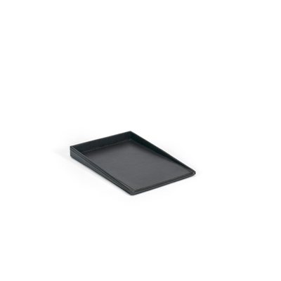 FOH RAH004BKL24 0.75" H x 4.5" W x 6.25" D Black Faux Leather Rectangular Notepad Holder