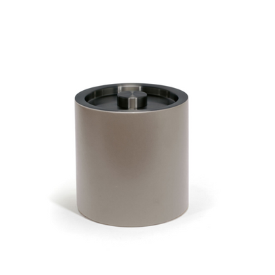 FOH RIB027BEL21 3.5 Qt. Beige Faux Leather Round Ice Bucket with Lid