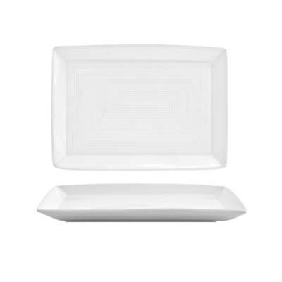 FOH DSP001WHP23 7" W White Rectangular Porcelain Spiral Plate