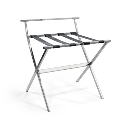 FOH RLR002BKL20 23.25" W x 21.75" D x 24.5" H Black Metal Rectangular Luggage Rack with Back