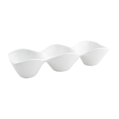 FOH BBO021WHP22 12" W Rectangular Porcelain Pod Server