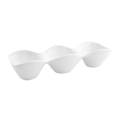 FOH BBO021WHP22 12" W Rectangular Porcelain Pod Server