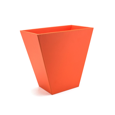 FOH RWA018ORL21 12 Qt. Orange Faux Leather Slender Flare Waste Can