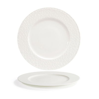 FOH DDP083BEP22 10.63" Dia. Round Porcelain Embossed Facet Catalyst Plate
