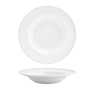 FOH DBO032WHP22 14 Oz. White Round Porcelain Spiral Bowl