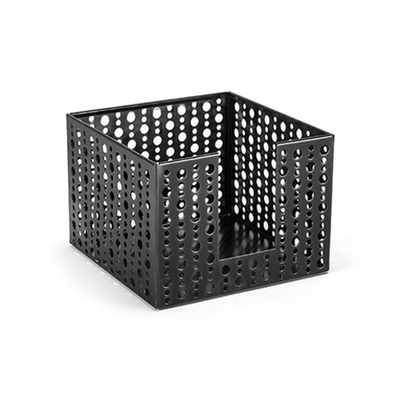FOH BHO039BKS21 5.5" W x 4" H Black Stainless Steel Square Dots Napkin Holder