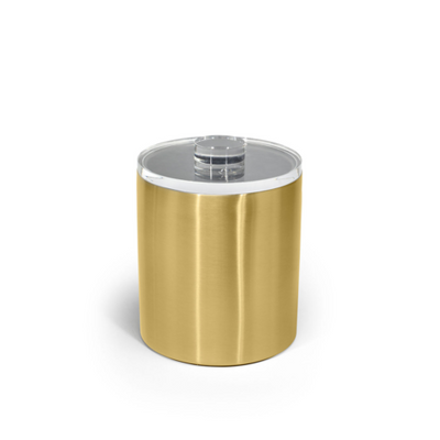 FOH RIB073GOS21 2 Qt. Gold Stainless Steel Round Ice Bucket with Lid