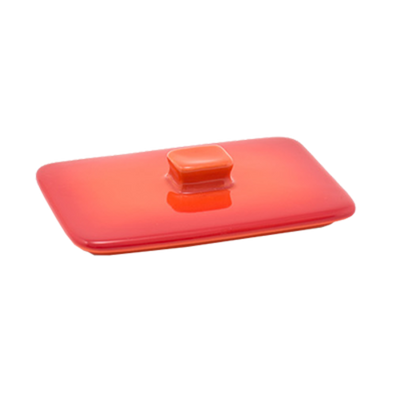 FOH DLI135ORC23 0.75" H 4" Dia. Blood Orange Ceramic Kiln Ovenware Lid for 10 Oz. Round Dish DBO135ORC23