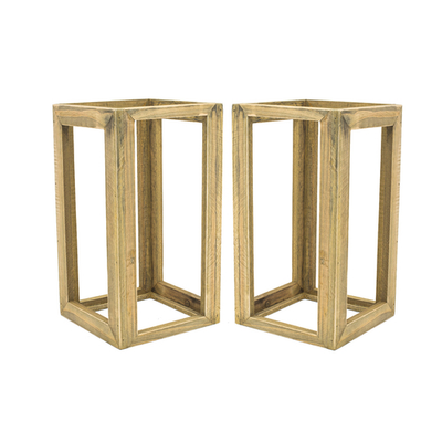 FOH BRI010NAW28 6.5" W Brown Wood Square Rustic Wood Display Riser