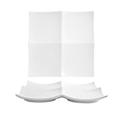 FOH DOS019WHP21 12" W Square Porcelain Flared Origami Plate