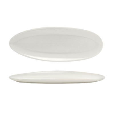 FOH DSU008BEP23 11.5" W Oval Porcelain Scallop Tides Slim Plate