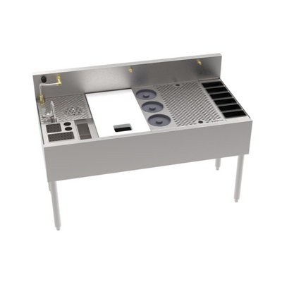 Krowne MW48 MoveWell 48” W x 24” D x 36.5” H Stainless Steel Adaptive Station Bin with Legs