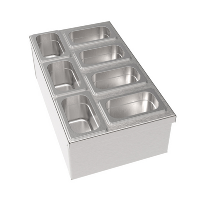 Krowne MW-CT12 12" W x 21" D x 6" H Silver Stainless Steel Condiment Tray Modular Insert