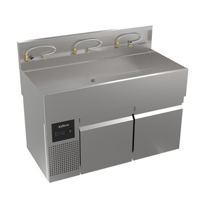 Krowne MW48R MoveWell 48” W x 24” D x 36.5” H Stainless Steel Adaptive Station Bin With Ultra Low-Profile Refrigerated Base