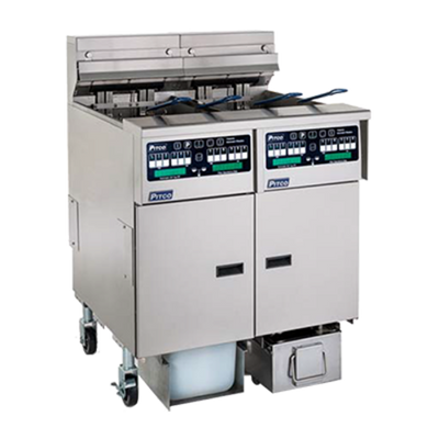 Pitco SELV14C-2/14T-2/FD 62.5" W Electric Solstice Reduced Oil Volume Fryer System - 208 Volts