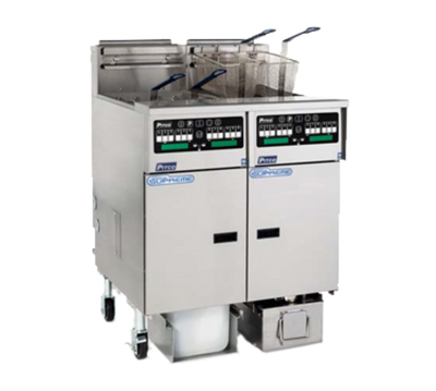 Pitco SSHLV14C-2/14T/FD-NG 46.88" W Stainless Steel Natural Gas Solstice Supreme Reduced Oil Volume Fryer System - 109,500 BTU
