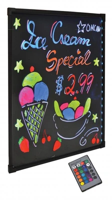 Omcan USA 39859 26.25" W x 35.75" H Plastic Black Wall Mount Write-On Menu Board - 110 Volts 1-Ph