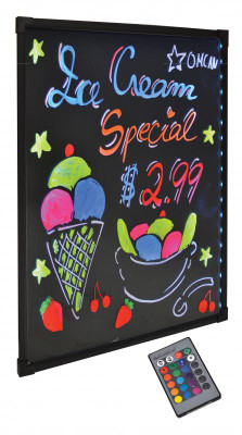 Omcan USA 39859 26.25" W x 35.75" H Plastic Black Wall Mount Write-On Menu Board - 110 Volts 1-Ph