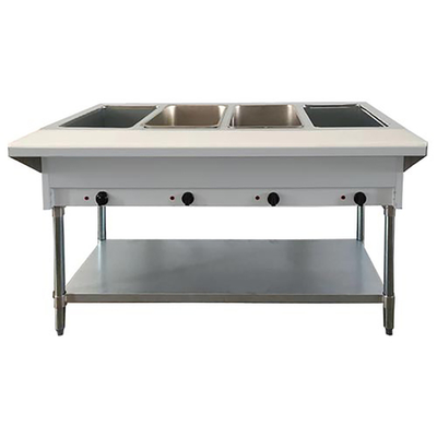 Omcan USA 46647 4 Full Size Pan Stainless Steel Electric Open Well Steam Table - 208-240 Volts