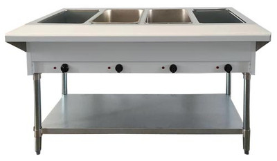 Omcan USA 46647 4 Full Size Pan Stainless Steel Electric Open Well Steam Table - 208-240 Volts