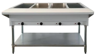 Omcan USA 46647 4 Full Size Pan Stainless Steel Electric Open Well Steam Table - 208-240 Volts