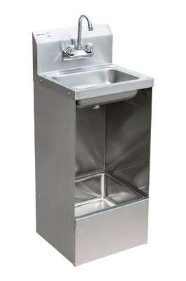 Omcan USA 47246 17"W Hand Sink and Floor Mop Sink Combination with 8" Backsplash