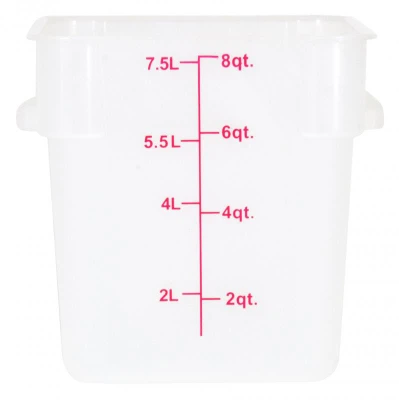 Omcan USA 80193 8 Qt. Translucent Polypropylene Square Food Storage Container