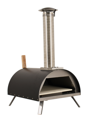 Omcan USA 44432 Black Stainless Steel Portable Wedge Wood Burning Pizza Oven