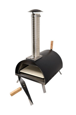 Omcan USA 44432 Black Stainless Steel Portable Wedge Wood Burning Pizza Oven