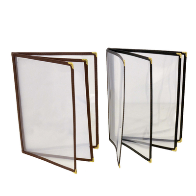 Omcan USA 39794 9.25"W x 11.75"H Black Plastic Double Fold Menu Holder