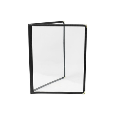 Omcan USA 39794 9.25"W x 11.75"H Black Plastic Double Fold Menu Holder