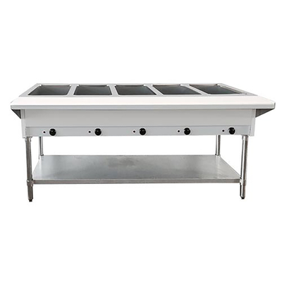 Omcan USA 46648 5 Full Size Pan Stainless Steel Electric Open Well Steam Table - 208-240 Volts