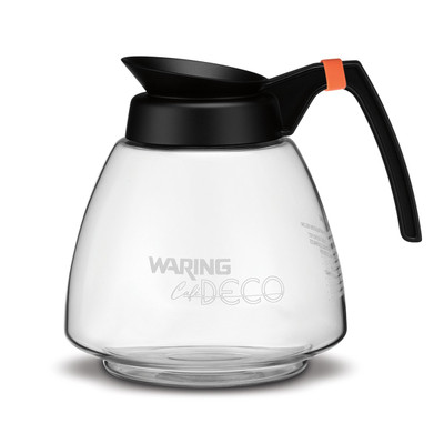 Waring WCDB64X 64 Oz. Black Ergonomic Handle Cafe Deco Clear Glass Decanter