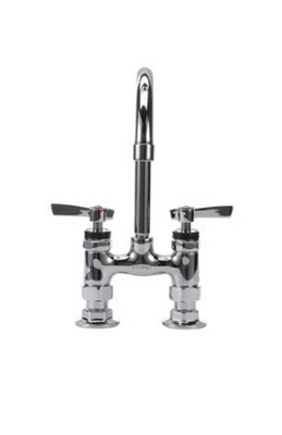 Component Hardware KL57-4002-RE1 6" Center Stainless Steel Rigid Gooseneck Spout Deck Mount Elevated Bridge Encore Faucet