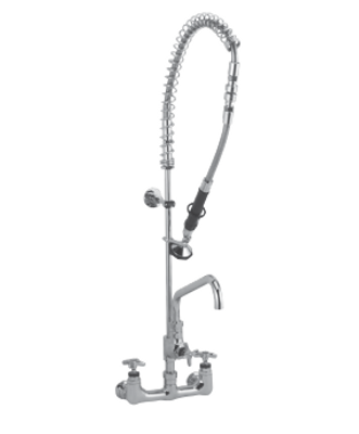 Component Hardware KL34-1018-BR 14" Tubular Swing Spout Add-On Faucet Stainless Steel Spring Wall Mount Encore Quik-fil High Volume Pre-Rinse