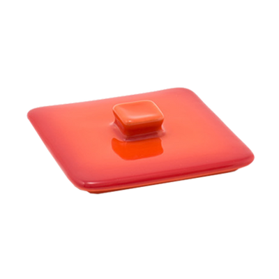 FOH DLI136ORC23 0.75" H 3.5" Dia. Blood Orange Ceramic Kiln Ovenware Lid for 10 Oz. Square Dish DBO135ORC23 DBO136ORC23