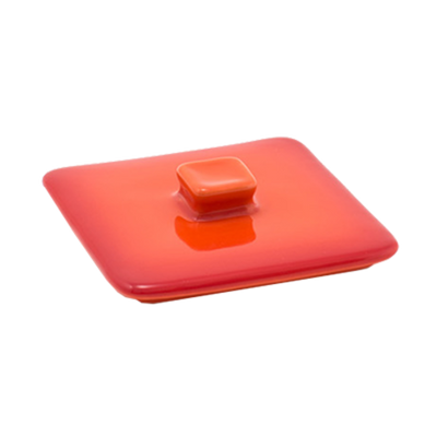 FOH DLI136ORC23 0.75" H 3.5" Dia. Blood Orange Ceramic Kiln Ovenware Lid for 10 Oz. Square Dish DBO135ORC23 DBO136ORC23