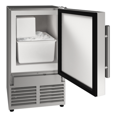 U-Line UACR014-SS01A 14" W Undercounter 23 Lbs. per 24 Hr Crescent Stainless Steel ADA Series Ice Maker With Bin - 115 Volts