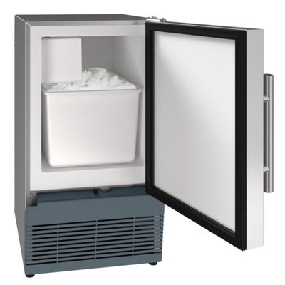 U-Line UACR015-SS01A 14.81" W Undercounter 25 Lbs. per 24 Hr Crescent Stainless Steel ADA Series Ice Maker With Bin - 115 Volts