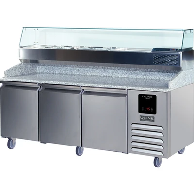 U-Line UCPP588-SS61A 3 Doors U-Line Commercial Refrigerated Pizza Prep Table - 115 Volts