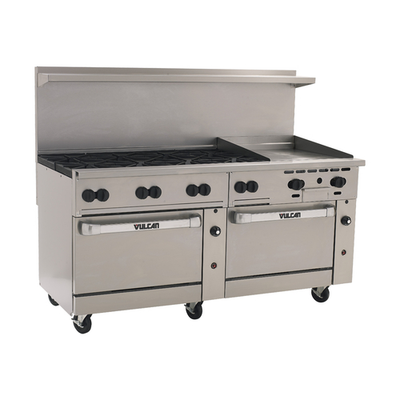 Vulcan 72SS-8B24GT-NG 72&quot; W Stainless Steel Natural Gas Endurance Restaurant Range - 350,000 BTU