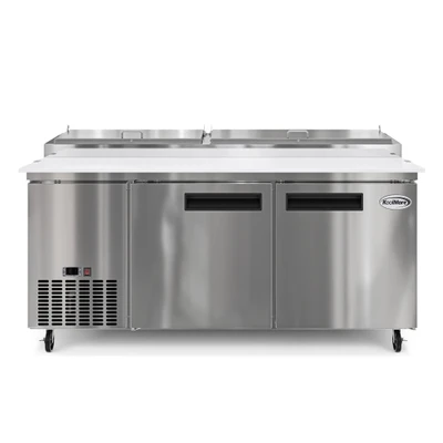 Koolmore KM-RPPS-2DSS 71" W Stainless Steel with Opening for 9 Pans Pizza Prep Refrigerator