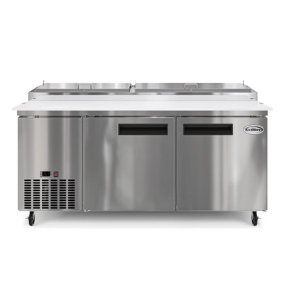 Koolmore KM-RPPS-2DSS 71" W Stainless Steel with Opening for 9 Pans Pizza Prep Refrigerator