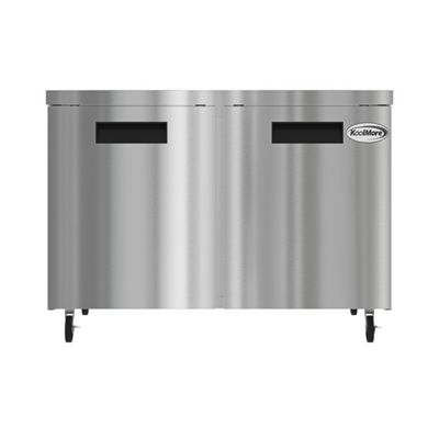 Koolmore KM-UCR-2DSS 11 Cu. Ft. Stainless Steel 2 Solid Hinged Doors Reach-In Undercounter Refrigerator - 115 Volts