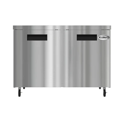 Koolmore KM-UCR-2DSS 11 Cu. Ft. Stainless Steel 2 Solid Hinged Doors Reach-In Undercounter Refrigerator - 115 Volts